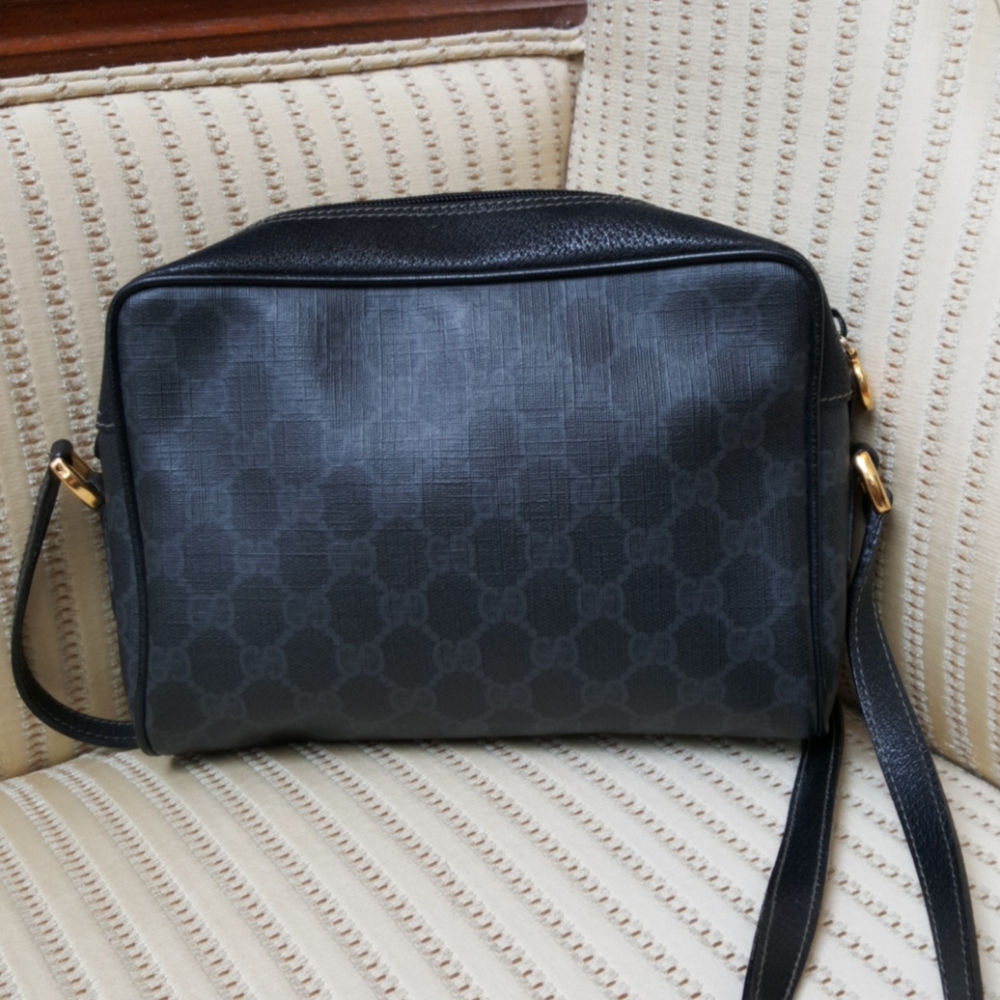 Gucci Black Coated Canvas Crossbody Camera Bag - Picture 2 of 15